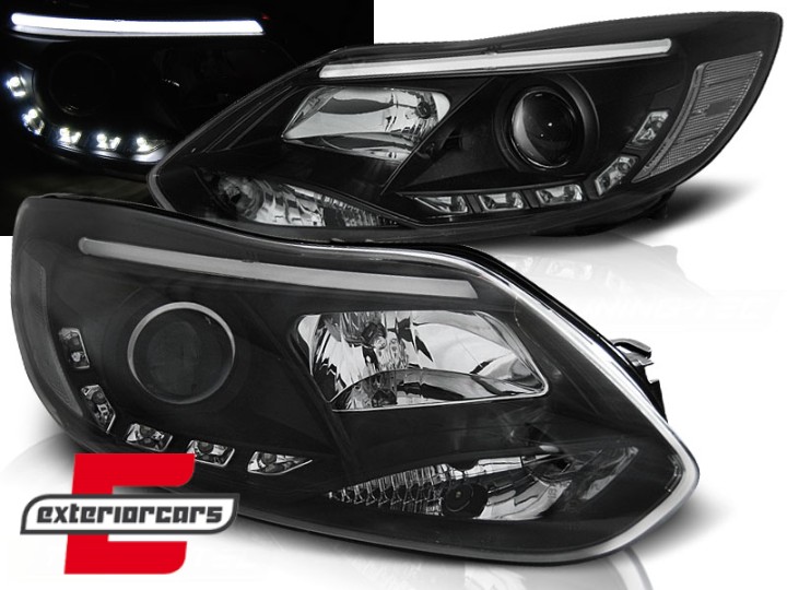 Prednja svjetla LED TubeLights (crna) / Ford Focus III Mk3 (2010-2014), LPFO57