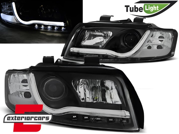 Prednja svjetla LED TubeLights dizajn (crna) / Audi A4 B6 (2000-2004), LPAU88