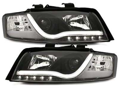Prednja svjetla LED TubeLights dizajn (crna) / Audi A4 B6 (2000-2004), LPAU88