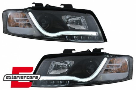 Prednja svjetla LED TubeLights dizajn (crna) / Audi A4 B6 (2000-2004), LPAU88