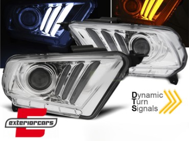 Prednja svjetla LED TubeLights SEQ žmigavci (chrome) / Ford Mustang (2010-2013), LPFO70