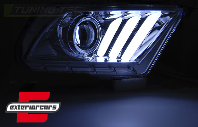 Prednja svjetla LED TubeLights SEQ žmigavci (chrome) / Ford Mustang (2010-2013), LPFO70