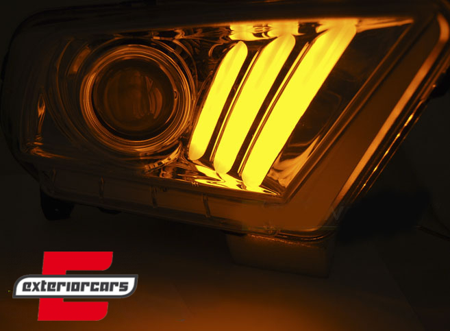 Prednja svjetla LED TubeLights SEQ žmigavci (chrome) / Ford Mustang (2010-2013), LPFO70