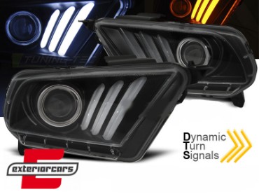 Prednja svjetla LED TubeLights SEQ žmigavci (crna) / Ford Mustang (2010-2013), LPFO71