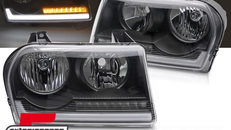 Prednja svjetla SEQ žmigavci TubeLight dizajn (crna) / CHRYSLER 300C (2005-2008), LPCH51