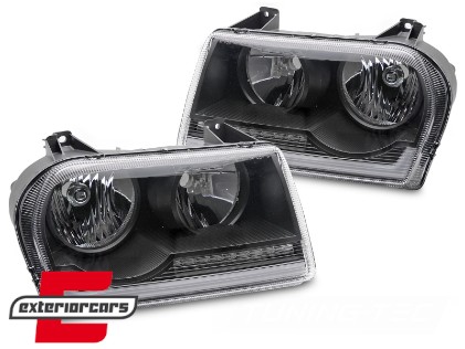 Prednja svjetla SEQ žmigavci TubeLight dizajn (crna) / CHRYSLER 300C (2005-2008), LPCH51