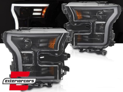Prednja svjetla SEQ žmigavci TubeLight dizajn (crna) / FORD F150 Mk13 (2014-2017), LPFOB3