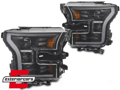 Prednja svjetla SEQ žmigavci TubeLight dizajn (crna) / FORD F150 Mk13 (2014-2017), LPFOB3
