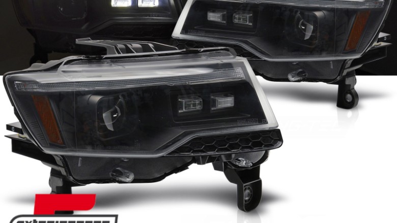 Prednja svjetla SEQ žmigavci TubeLight dizajn (crna) / Jeep Grand Cherokee WK2 Facelift (2014-2021), LPCH36