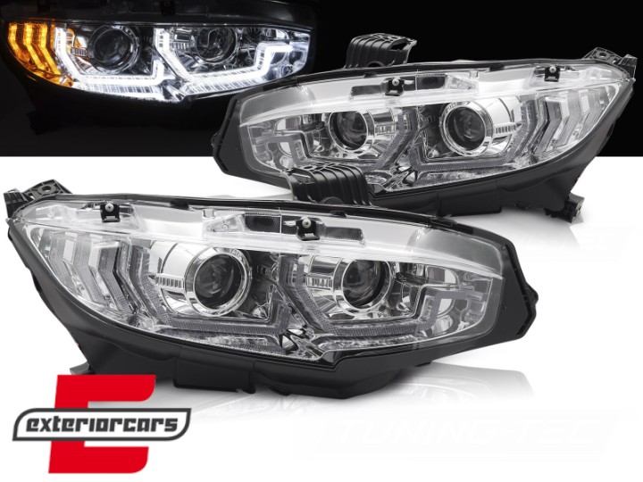 Prednja svjetla TruDRL SEQ žmigavci (chrome) / Honda Civic Mk10 (2016-2021) Limuzina & Hatchback, LPHO33