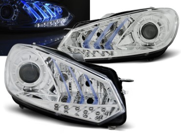 Prednja svjetla True DRL (chrome) / Volkswagen Golf 6 (10.2008-2012), LPVWG6