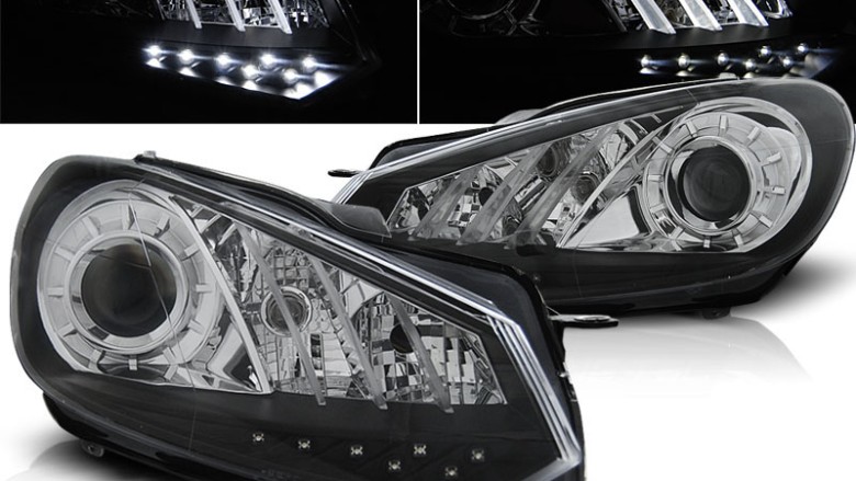 Prednja svjetla True DRL (crna) / Volkswagen Golf 6 (10.2008-2012), LPVWG7