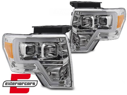 Prednja svjetla Tubelight dizajn (chrome) / FORD F150 MK12 (2008-2014), LPFOB1