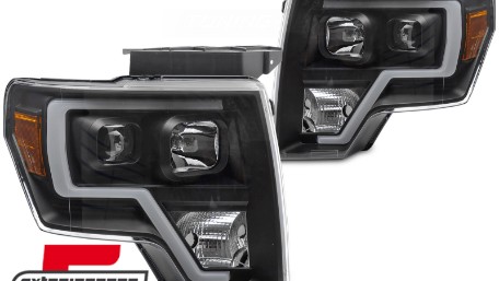 Prednja svjetla Tubelight dizajn (crna) / FORD F150 MK12 (2008-2014), LPFOB2