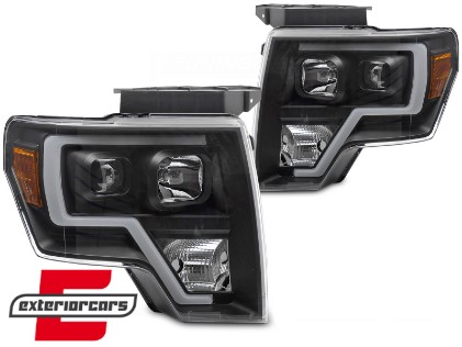 Prednja svjetla Tubelight dizajn (crna) / FORD F150 MK12 (2008-2014), LPFOB2