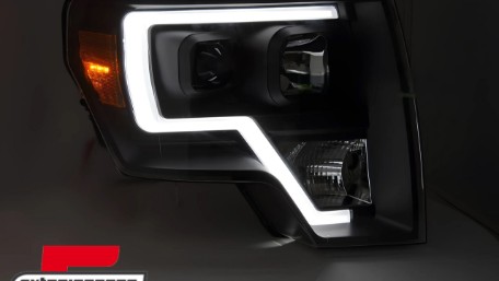 Prednja svjetla Tubelight dizajn (crna) / FORD F150 MK12 (2008-2014), LPFOB2