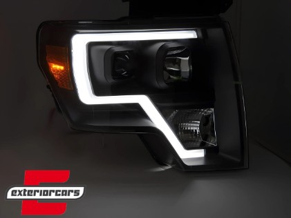 Prednja svjetla Tubelight dizajn (crna) / FORD F150 MK12 (2008-2014), LPFOB2