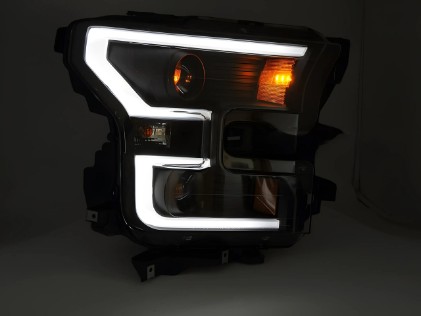 Prednja svjetla TubeLight dizajn (crna) / FORD F150 Mk13 (2014-2017), LPFOB4