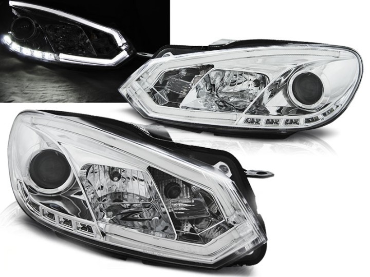 Prednja svjetla TubeLight DRL (chrome) / Volkswagen Golf 6 (10.2008-2012), LPVWI4