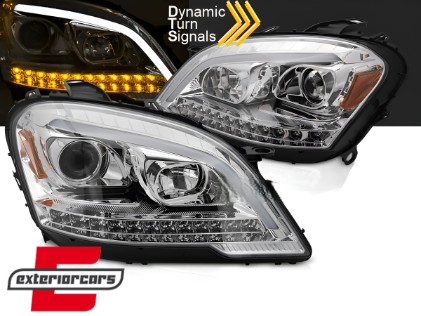 Prednja svjetla TubeLight LED SEQ žmigavci (chrome) / Mercedes ML klasa W164 Facelift (2008-2011), LPMED9