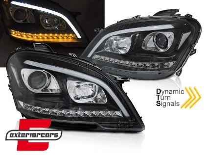 Prednja svjetla TubeLight LED SEQ žmigavci (crna) / Mercedes ML klasa W164 Facelift (2008-2011), LPMEE0