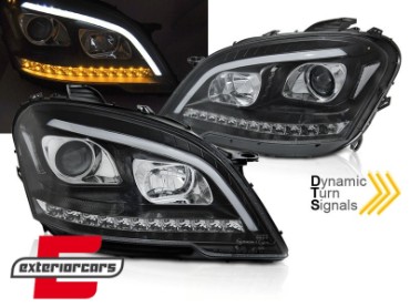Prednja svjetla TubeLight LED SEQ žmigavci (crna) / Mercedes ML klasa W164 Facelift (2008-2011), LPMEE0