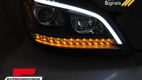 Prednja svjetla TubeLight LED SEQ žmigavci (crna) / Mercedes ML klasa W164 Facelift (2008-2011), LPMEE0