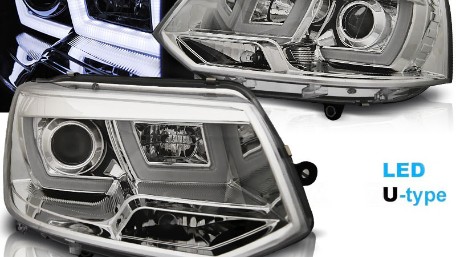 Prednja svjetla U-dizajn LED DRL Xenon look (chrome) / VW T5.1 (2010-2015), LPVWL1