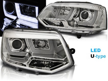 Prednja svjetla U-dizajn LED DRL Xenon look (chrome) / VW T5.1 (2010-2015), LPVWL1
