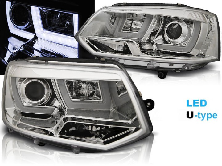 Prednja svjetla U-dizajn LED DRL Xenon look (chrome) / VW T5.1 (2010-2015), LPVWL1