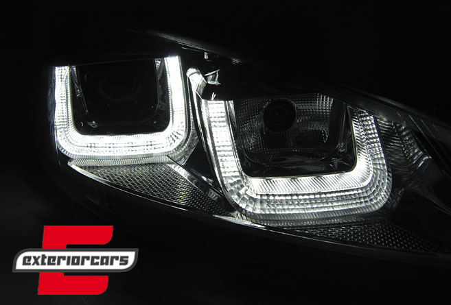 Prednja svjetla U-LED DRL Golf 7 look (crna) / Volkswagen Golf 6 (10.2008-2012), LPVWP3