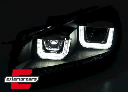 Prednja svjetla U-LED DRL LED SEQ žmigavci Golf 7 look (chrome) / Volkswagen Golf 6 (10.2008-2012), LPVWR4