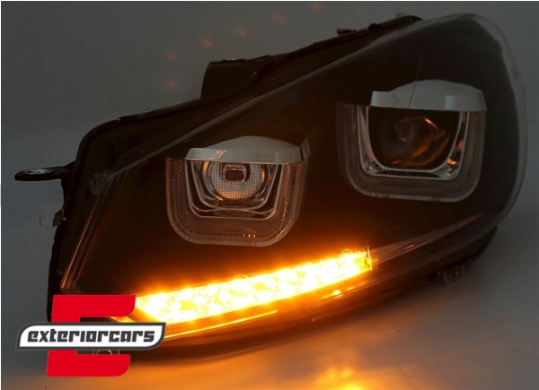 Prednja svjetla U-LED DRL LED SEQ žmigavci Golf 7 look (chrome) / Volkswagen Golf 6 (10.2008-2012), LPVWR4