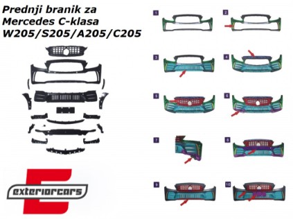Prednji branik GT-R dizajn / Mercedes C-klasa W205 S205 A205 C205 (2014-2020), FBMBW205GTM