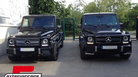 Prednji nastavak branika LED DRL AMG B-dizajn (crna) / Mercedes G-klasa W463 (1989-2017), FBSMBW463BK