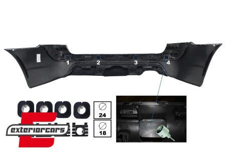 Zadnji branik M paket dizajn (PDC 18/24mm) / BMW serije 5 E60 (2003-2010), RBBME60MTP